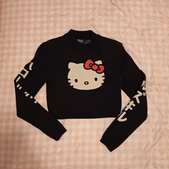 Dolls Kill Tops - Dolls Kill Black Hello Kitty Crop Top